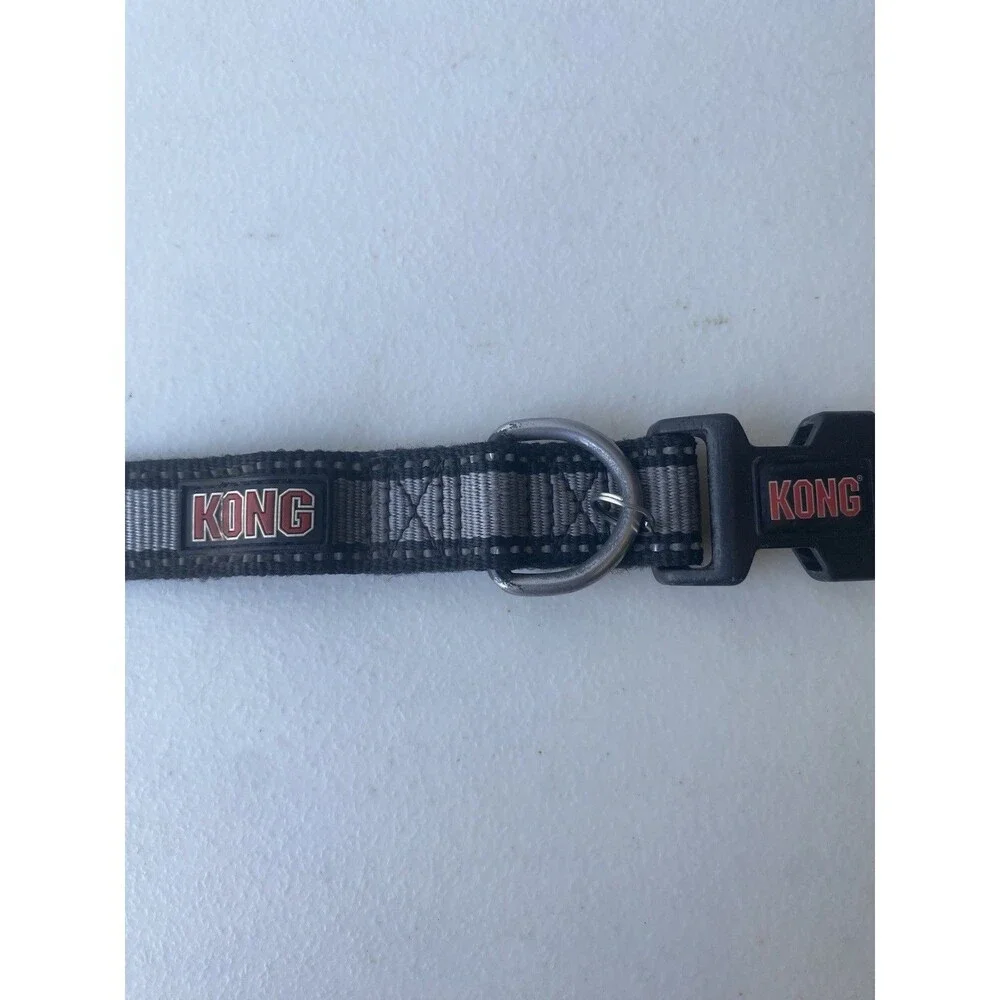 KONG Dog Collar Black Gray Reflective Adjustable Quick Release Buckle Medium